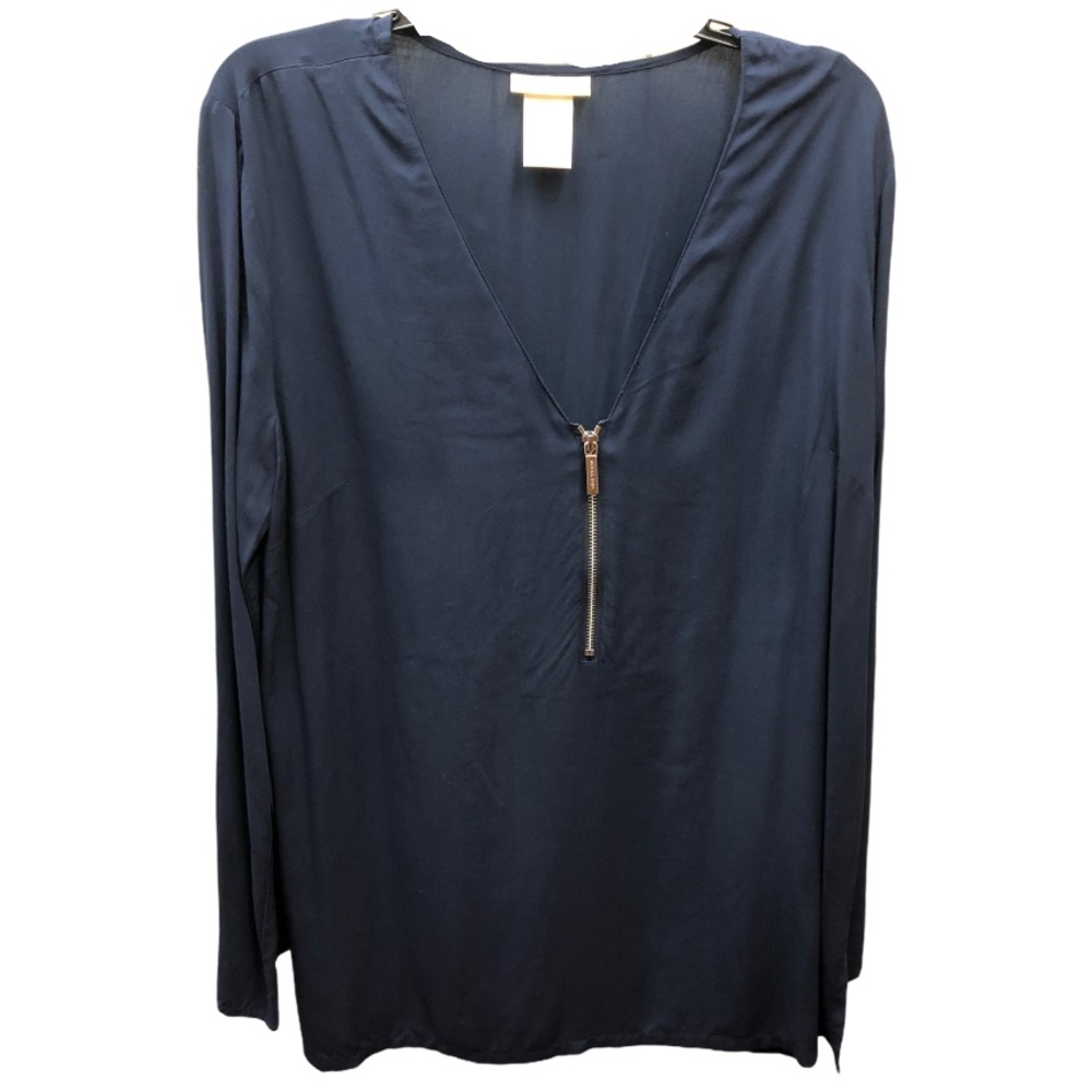 MICHAEL KORS NAVY ZIPPERED BLOUSE‎ M